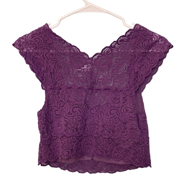 SOLD Free People Chase Me Women's Lace Brami Crop Top in Purple - Picture 3 of 6